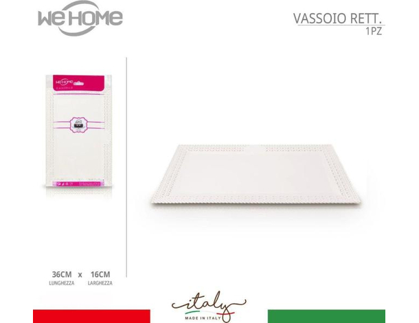 3x Vassoio Bianco Trama Trinato in Plastica 36x16cm Pasticceria Piatto Dolci...