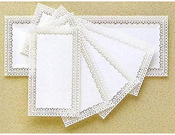 6x Vassoio Bianco Trama Trinato in Plastica 13x27 cm Pasticceria Piatto Dolci...