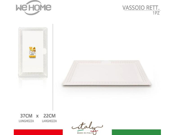 2x Vassoio Bianco Trama Trinato in Plastica 37x22 cm Pasticceria Piatto Dolci...