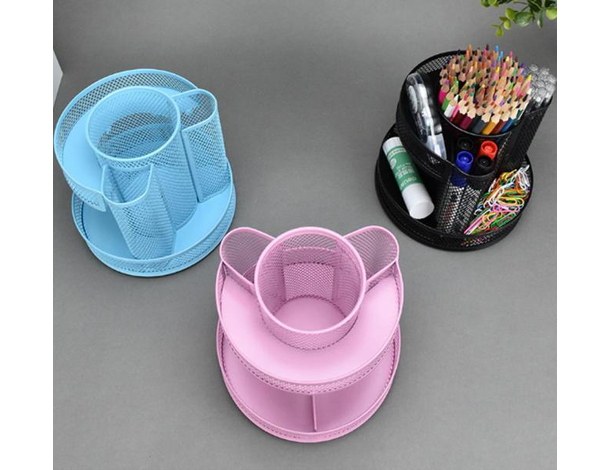 Portaoggetti da Scrivania in Metallo Traforato con 7 Scomparti Portapenne...