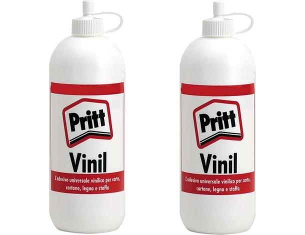 2x Colla Vinilica Bianca Pritt Flacone da 250gr per Carta Legno Scuola Bambini