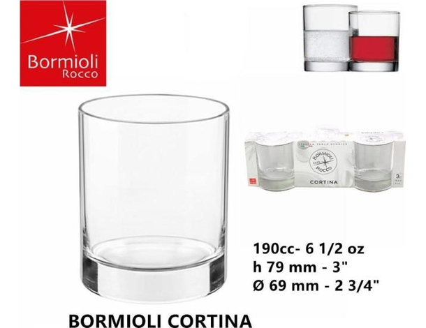 6x Bicchieri da Acqua Mod. Cortina 19.5cl in Vetro Trasparente Vino Bevande...
