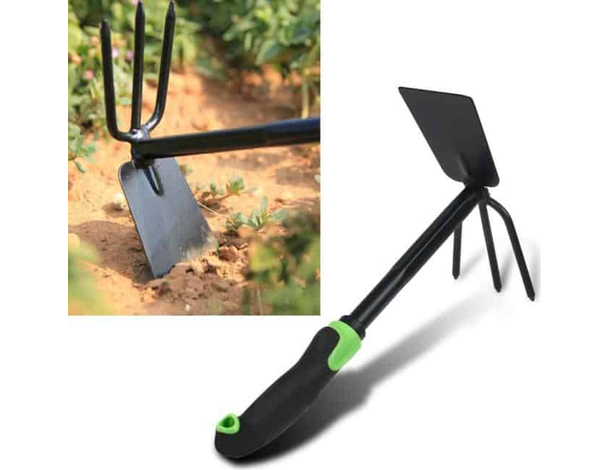 Zappa per Giardinaggio Due Teste Pala Tridente 30cm Manico in Plastica...