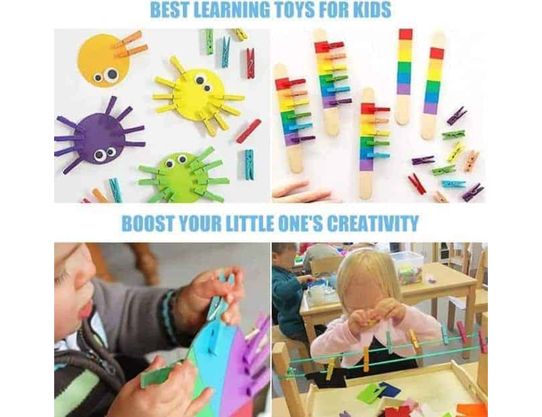 168x Mollette in Legno Appendi Foto 7,2cm Mollettine Colorate Decorazione...