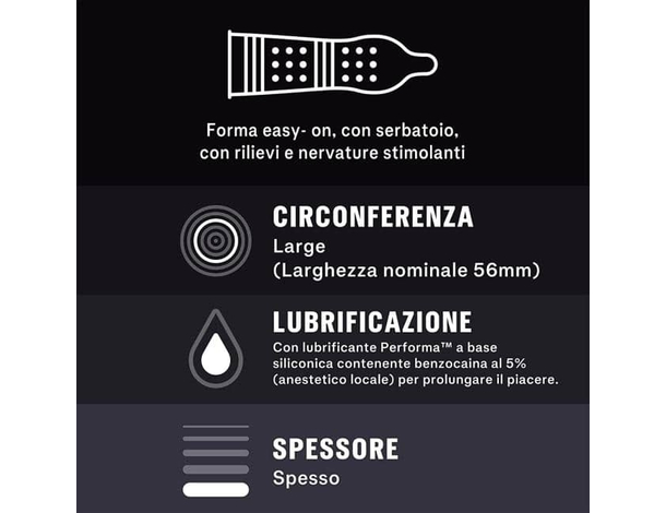 18x Preservativi Ritardanti Lubrificati Sync 3 Scatole da 6 Profilattici...