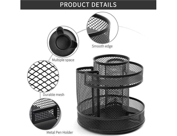 Portaoggetti da Scrivania in Metallo Traforato con 7 Scomparti Portapenne...