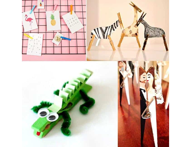 168x Mollette in Legno Appendi Foto 7,2cm Mollettine Colorate Decorazione...