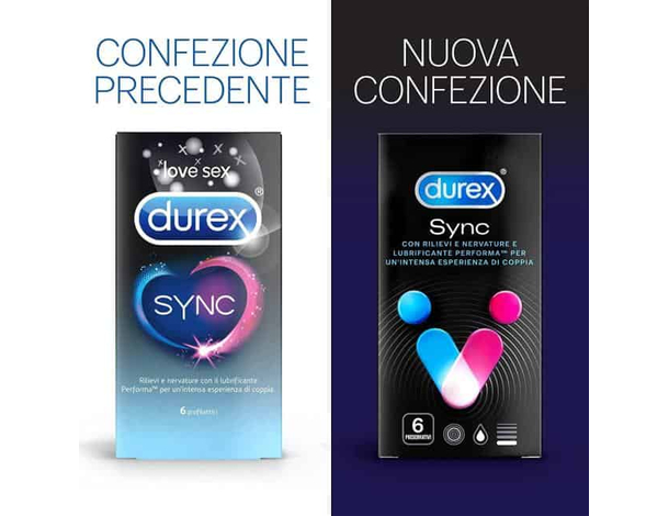 18x Preservativi Ritardanti Lubrificati Sync 3 Scatole da 6 Profilattici...