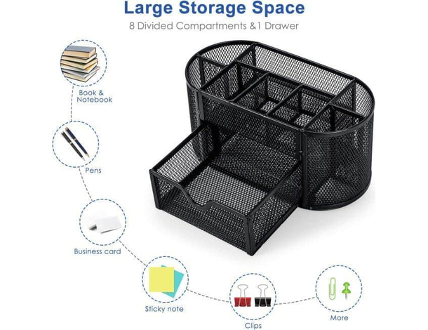 Portaoggetti da Scrivania Portapenne in Metallo Traforato 9 Scomparti Ufficio...