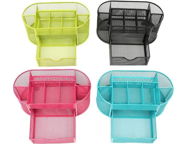 Portaoggetti da Scrivania Portapenne in Metallo Traforato 9 Scomparti Ufficio...