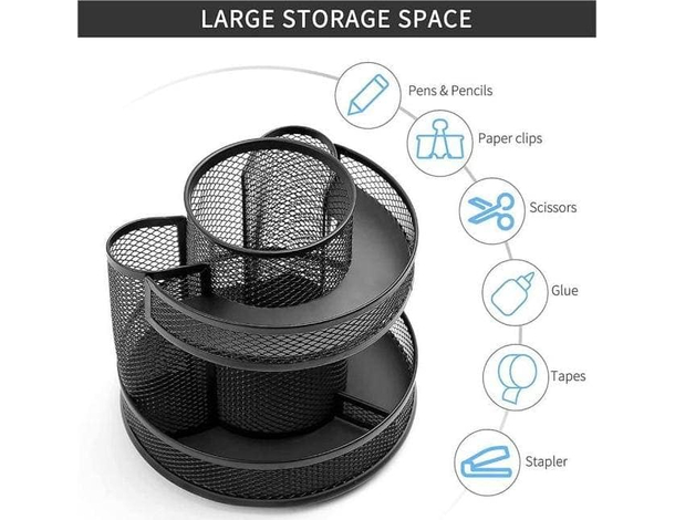 Portaoggetti da Scrivania in Metallo Traforato con 7 Scomparti Portapenne...