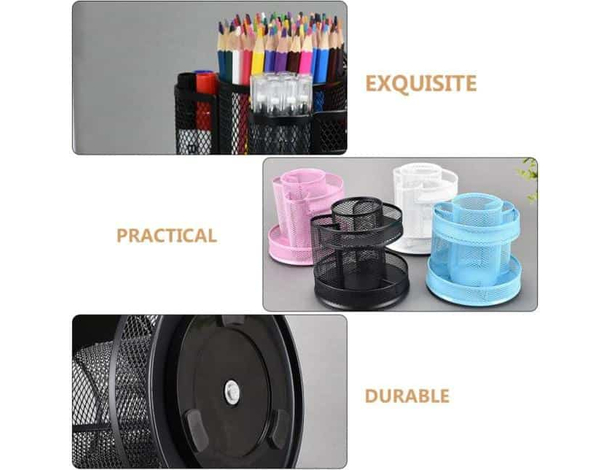 Portaoggetti da Scrivania in Metallo Traforato con 7 Scomparti Portapenne...