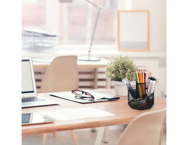 Portapenne da Scrivania Portaoggetti in Metallo Traforato con 5 Scomparti...