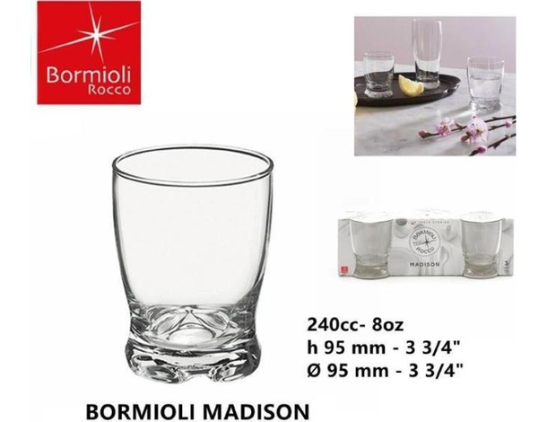 3x Bicchieri da Acqua Mod. Madison 24cl in vetro Trasparente Vino Bibita 7