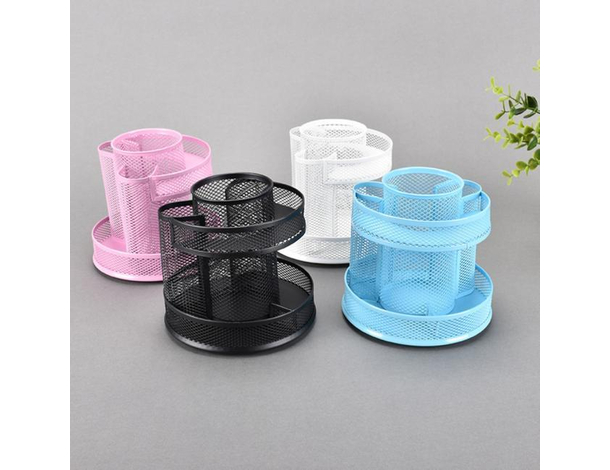 Portaoggetti da Scrivania in Metallo Traforato con 7 Scomparti Portapenne...