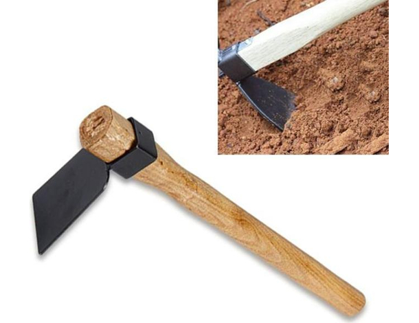 Zappa con Manico in Legno 36 cm Zappetta da Giardino Orto Testa in Acciaio