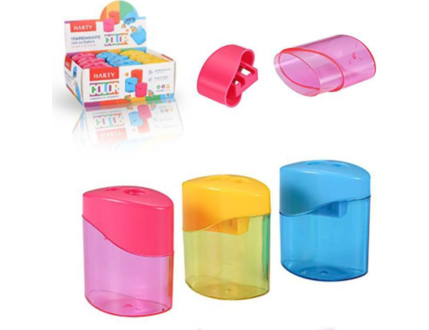 12x Temperamatite con 2 Fori e Serbatoio Temperino Colorato Scuola Ufficio