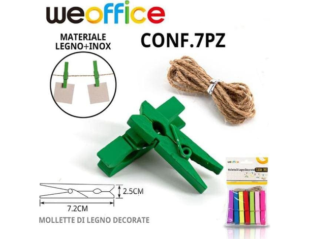 168x Mollette in Legno Appendi Foto 7,2cm Mollettine Colorate Decorazione...