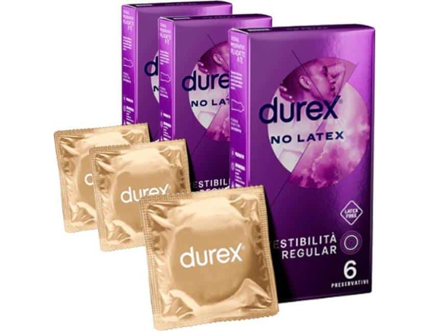 18x Preservativi No Latex 3 Scatole da 6 Profilattici Senza Lattice Anallergici