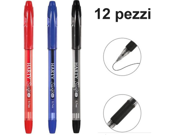 12x Penne a Sfera Inchiostro Gel Punta da 0,7 mm Vari Colori Scuola Ufficio...
