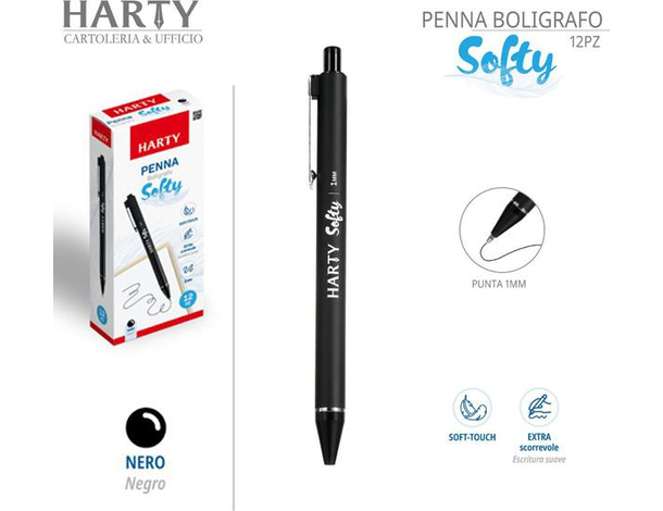 12x Penne a Sfera Softy con Punta da 1 mm Penna Vari Colori Scuola Ufficio...