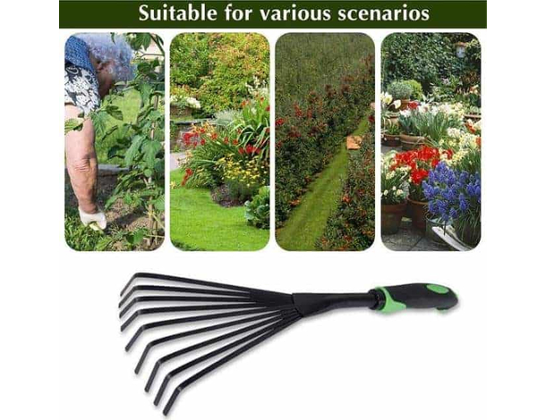 Rastrello da Giardino per Aiuole 9 Denti Manico in Plastica Scopetta Prato...