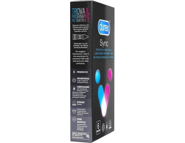 18x Preservativi Ritardanti Lubrificati Sync 3 Scatole da 6 Profilattici...