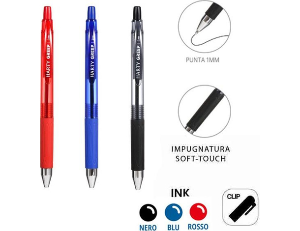 12x Penne a Sfera Greep con Punta da 1 mm Vari Colori Scuola Ufficio Casa...