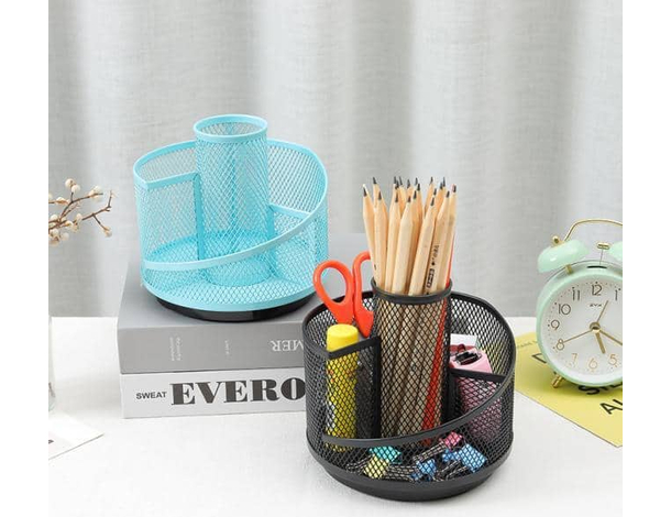 Portapenne da Scrivania Portaoggetti in Metallo Traforato con 5 Scomparti...