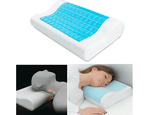 Cuscino Cervicale Memory Foam Gel Guanciale Letto Ortopedico Morbido e Lavabile