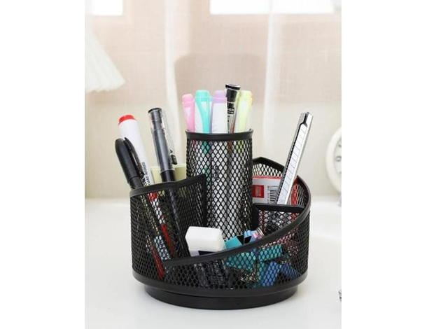 Portapenne da Scrivania Portaoggetti in Metallo Traforato con 5 Scomparti...