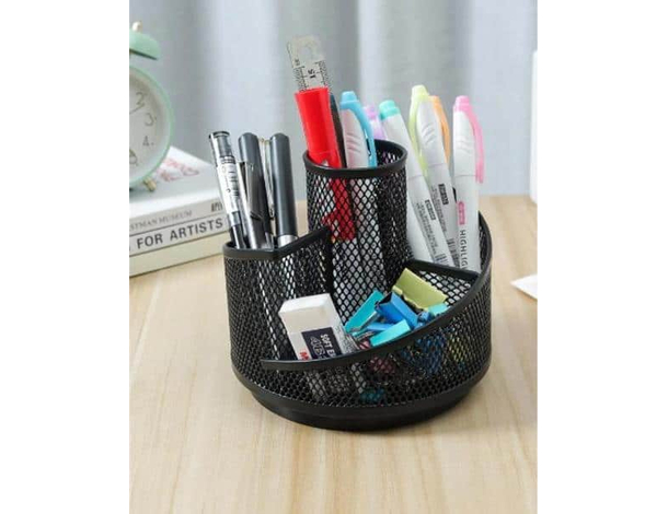 Portapenne da Scrivania Portaoggetti in Metallo Traforato con 5 Scomparti...