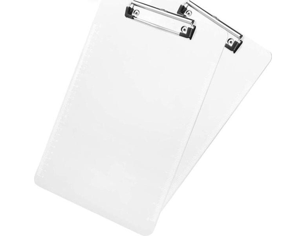 2x Cartella Porta Blocco in Plastica Trasparente con Molla Clip in Metallo A4