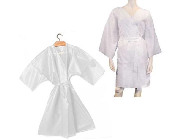 10x Kimono Monouso 90x120cm in TNT Bianco per Estetista Parrucchiere Unisex