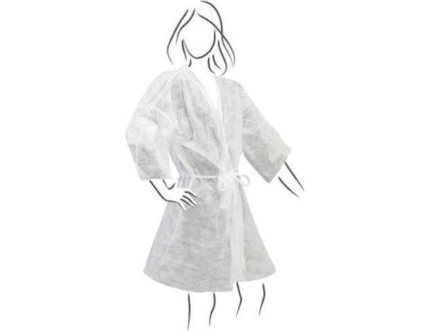 10x Kimono Monouso 90x120cm in TNT Bianco per Estetista Parrucchiere Unisex...