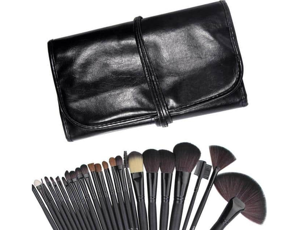 Kit Astuccio + 24 Pennelli Professionali Make Up Pennello Trucco Ombretto Brush