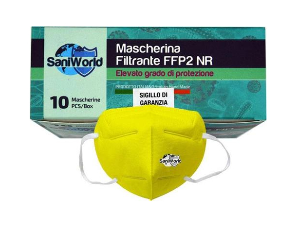 20x Mascherine FFP2 Italiane Per Adulti Certificate Colore Giallo Monouso Viso