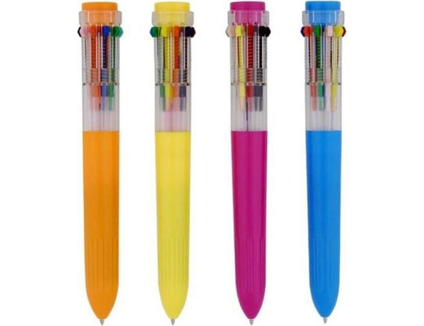 2x Penna a Sfera 10 Colori Multicolore Punta Fine 0,5mm Penne Colorate Bambini