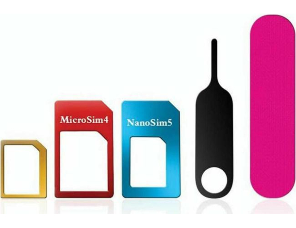 2x Kit Adattatore 5 in1 Nano Micro Estrattore Sim Card Convertitore Scheda Pin