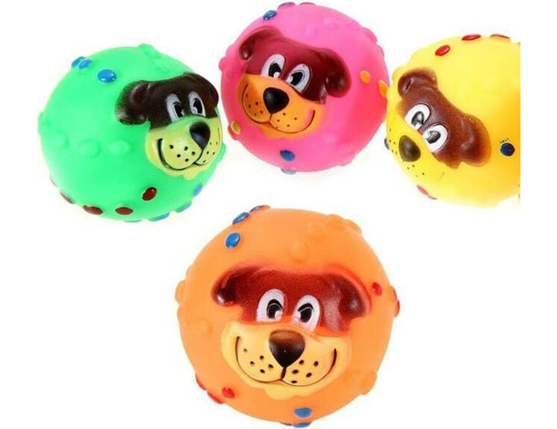 4x Pallina Giocattolo Colorata per Gatti e Cani Fischietto Rumore Muso Cane