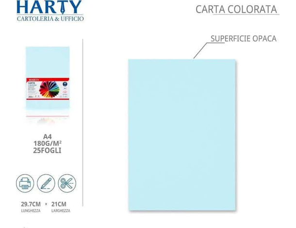 50x Fogli Carta Colorata A4 21x29cm 180 gr Vari Colori Risma di Carta (Celeste)