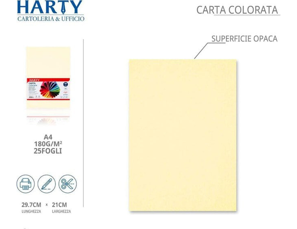 50x Fogli Carta Colorata A4 21x29cm 180 gr Vari Colori Risma di Carta (Crema)