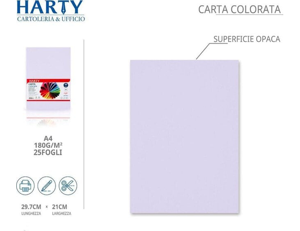 50x Fogli Carta Colorata A4 21x29cm 180 gr Vari Colori Risma di Carta (Lilla)