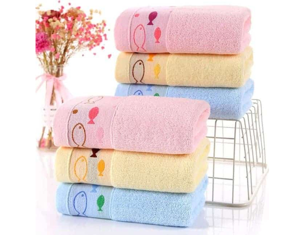 Set 12 Pezzi Asciugamani da Bagno in Cotone Motivo Animali Colorati 75x35cm