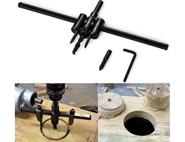 Tondo Legno Cerchio Fresa Buco Sega Trapano Bit Taglio Lama Regolabile 30-250mm