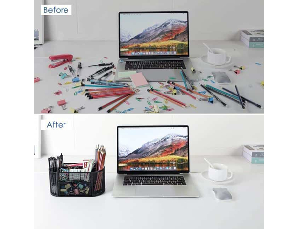 Portaoggetti da Scrivania Portapenne in Metallo Traforato 9 Scomparti Ufficio...