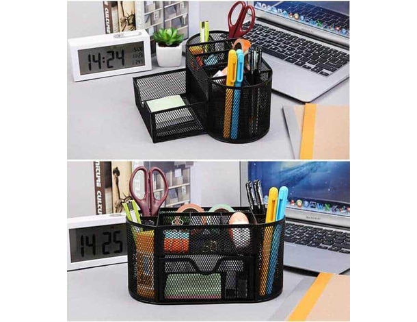 Portaoggetti da Scrivania Portapenne in Metallo Traforato 9 Scomparti Ufficio...