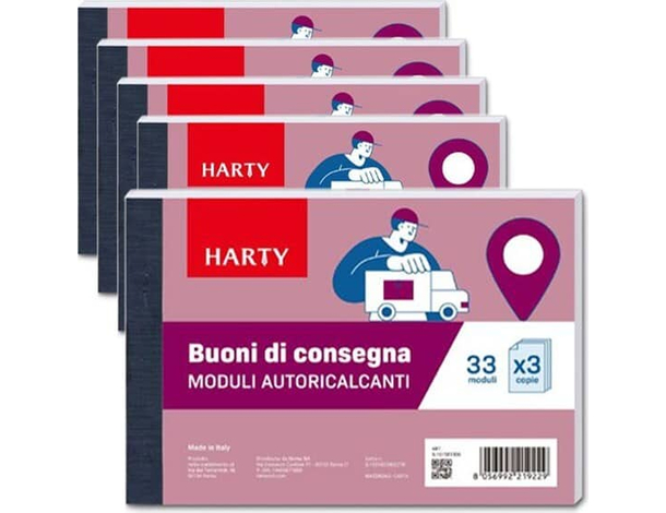 5x Blocco Buoni di Consegna 33 Moduli Triplice Copia Autoricalcanti Data