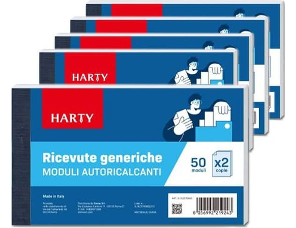 5x Blocchi Ricevute Generiche 50x2 Fogli Autoricalcanti Moduli Copie Registro