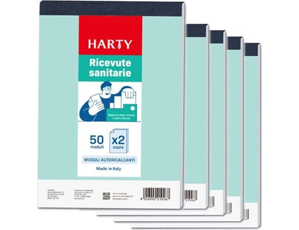 5x Blocchi Ricevute Sanitarie 50x2 Fogli Autoricalcanti Moduli Copie Registro